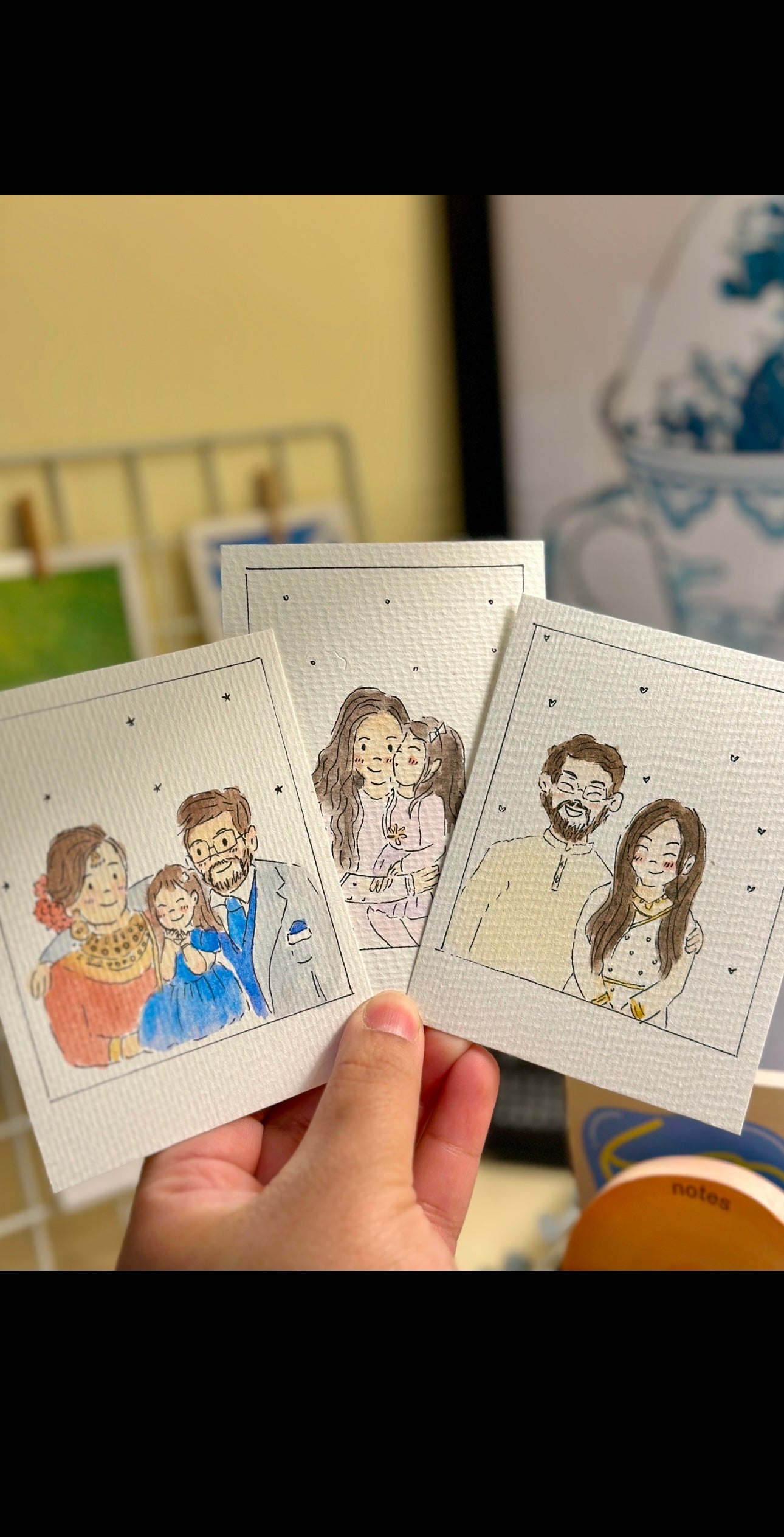 Watercolor Doodle Portraits – Regular Size (5” x 6”)