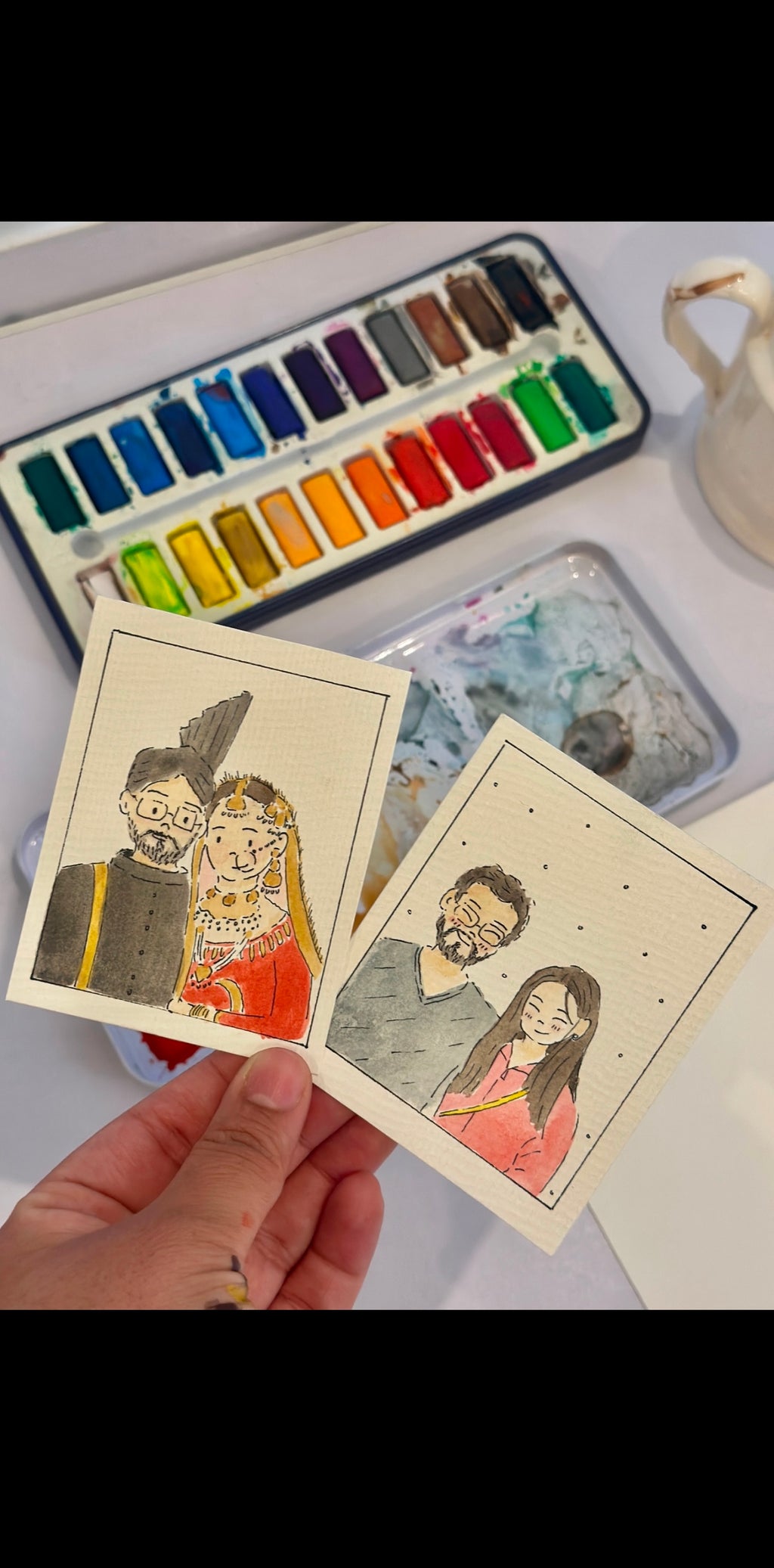 Watercolor Doodle Portraits – Regular Size (5” x 6”)
