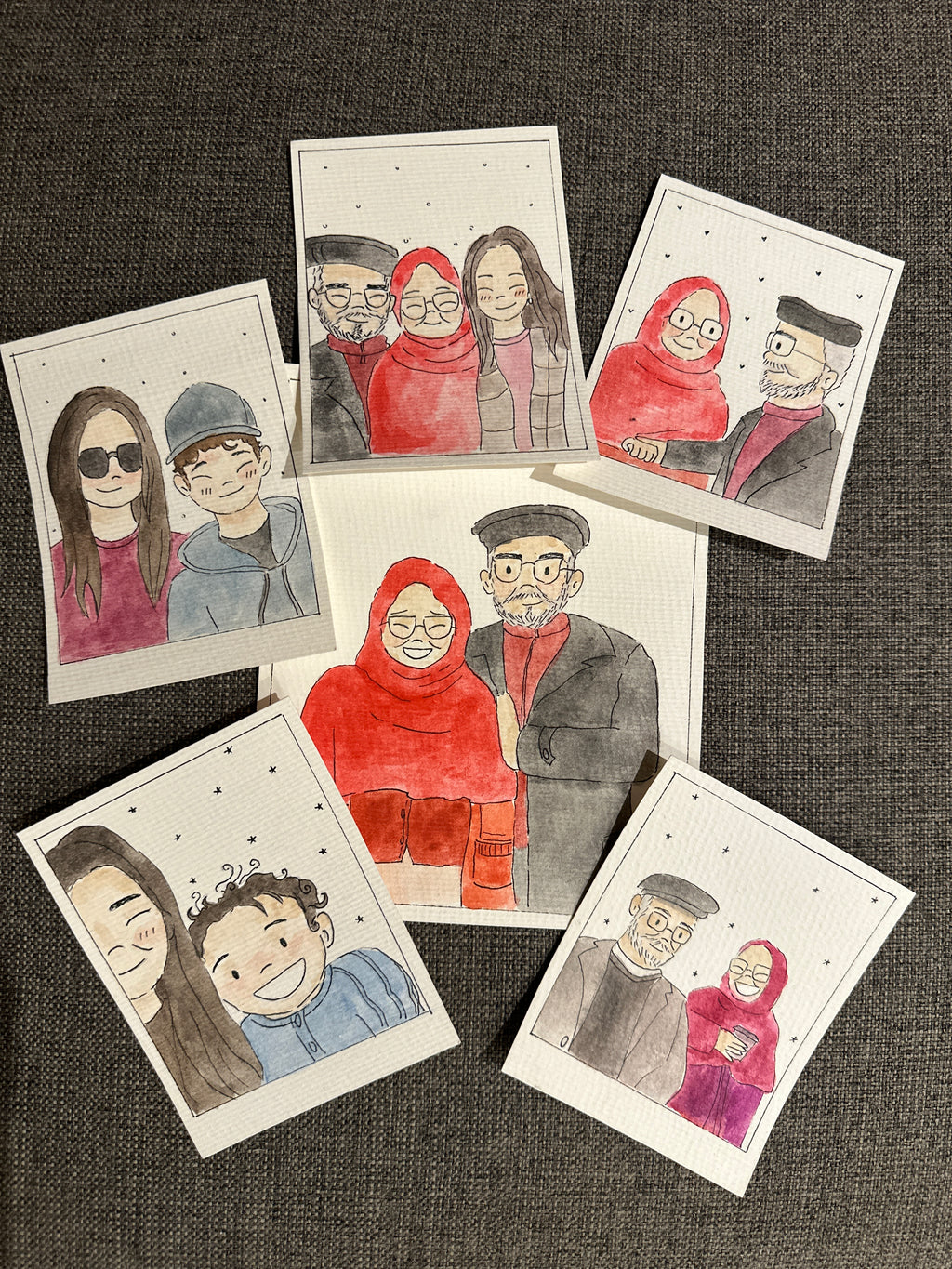 Watercolor Doodle Portraits – Regular Size (5” x 6”)
