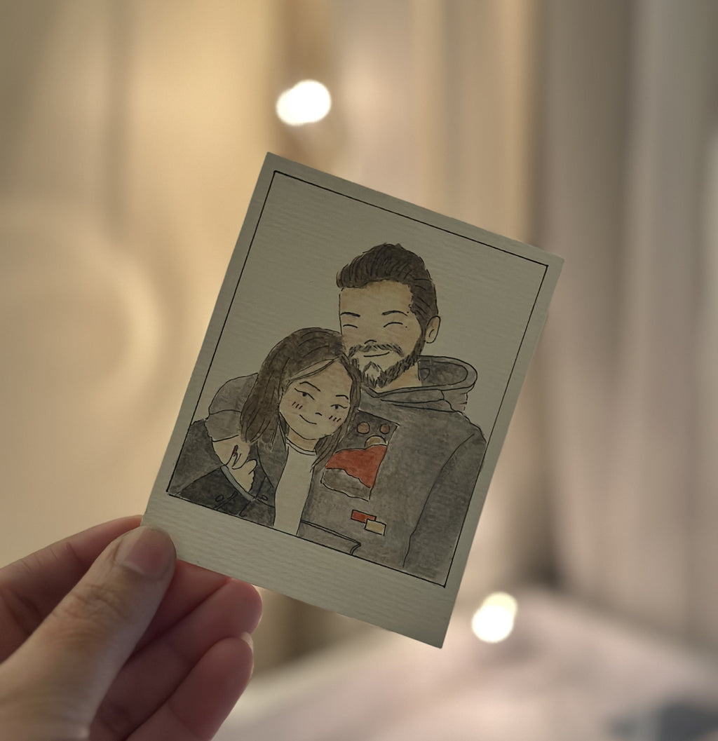 Watercolor Doodle Portraits – Polaroid Size (3” x 4”)